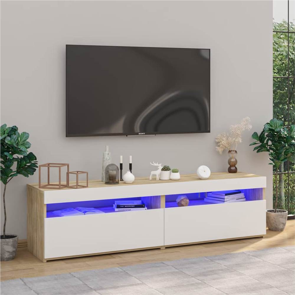 

TV Cabinets 2 pcs with LED Lights White&Sonoma Oak 75x35x40 cm