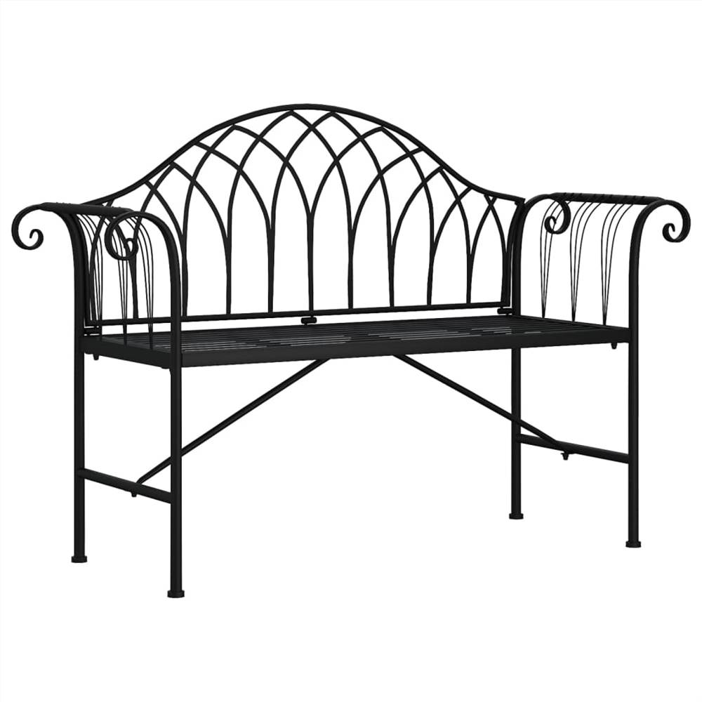 2Seater Garden Bench 128 cm Black Steel