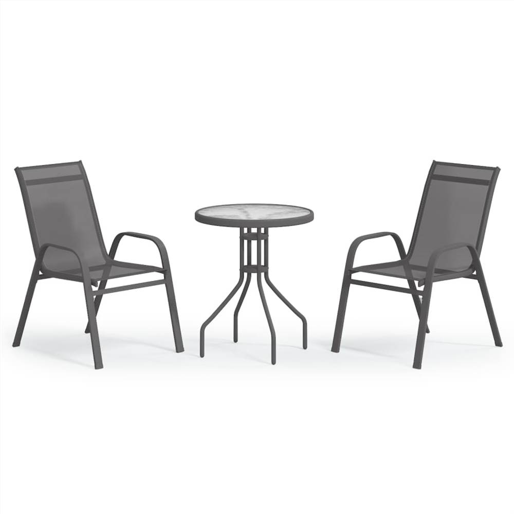 3 Piece Garden Bistro Set Grey