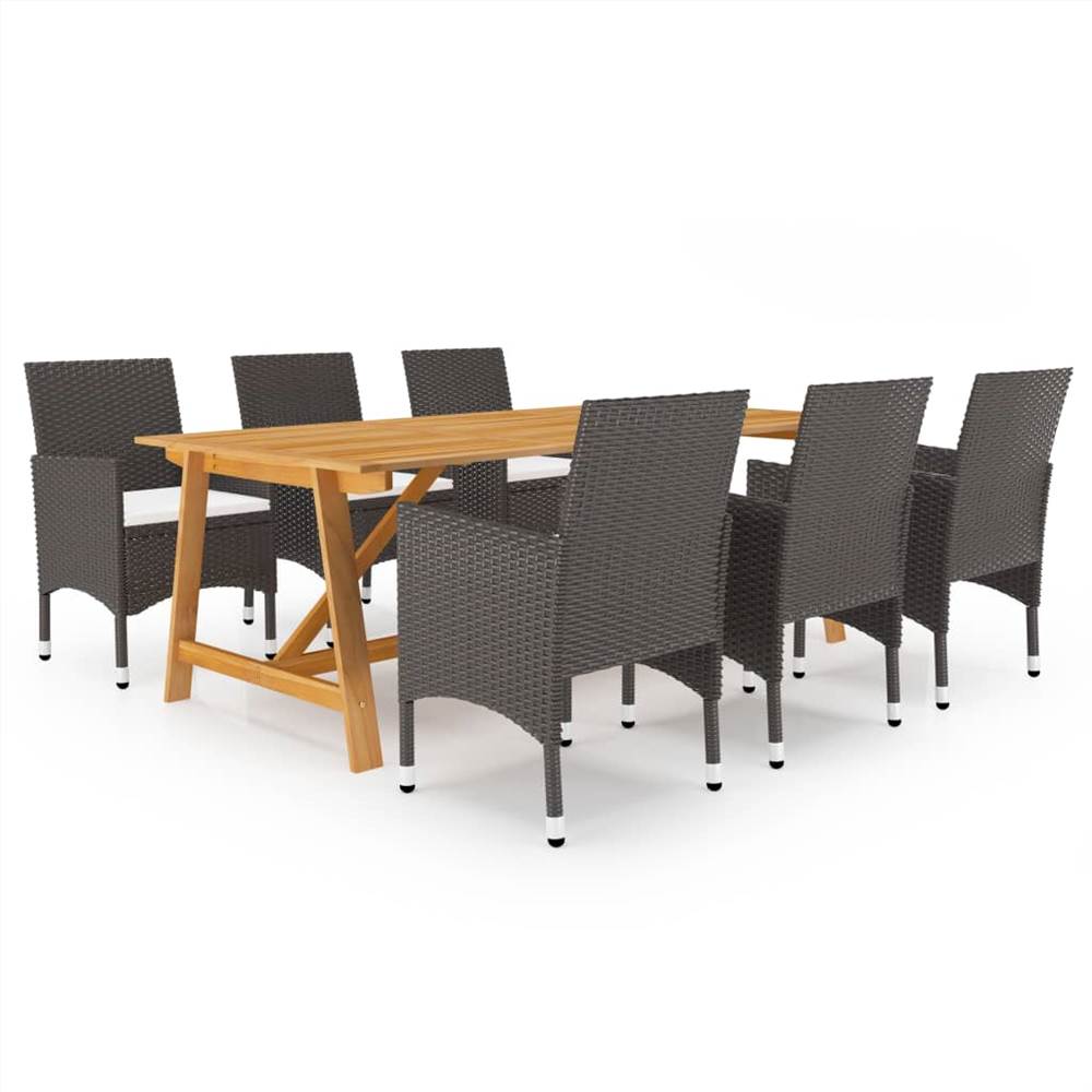 

7 Piece Garden Dining Set with Cushions Brown