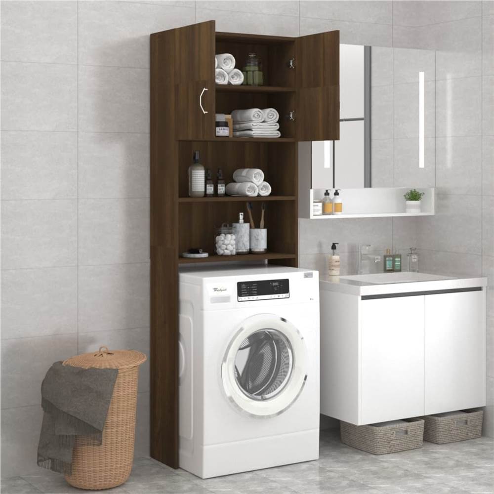 Bathroom Cabinet Brown Oak 64x25.5x190 cm