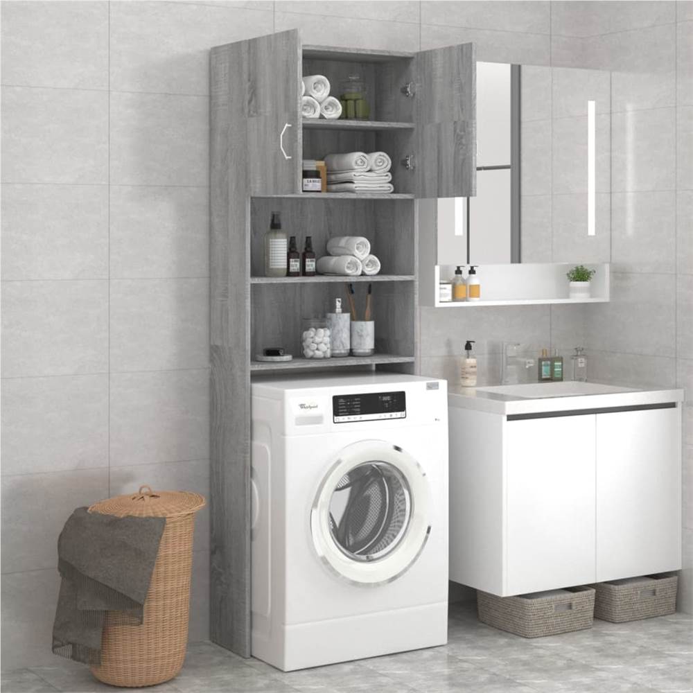 Bathroom Cabinet Grey Sonoma 64x25.5x190 cm