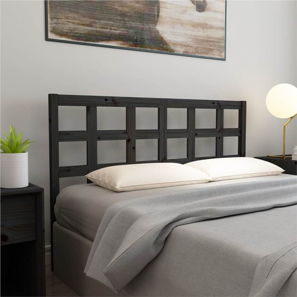 Bed Headboard Black 156x4x100 cm Solid Wood Pine