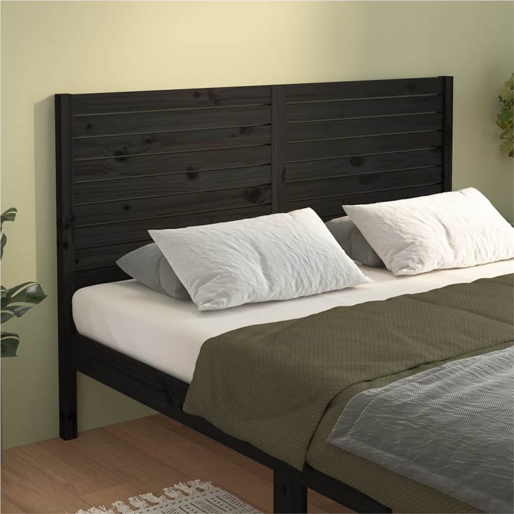 Bed Headboard Black 166x4x100 cm Solid Wood Pine