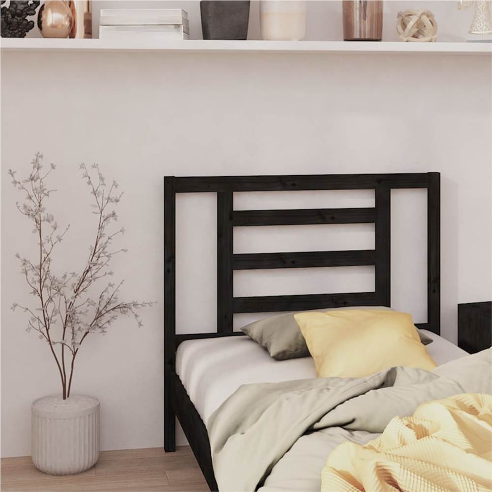 Bed Headboard Black 96x4x100 cm Solid Wood Pine