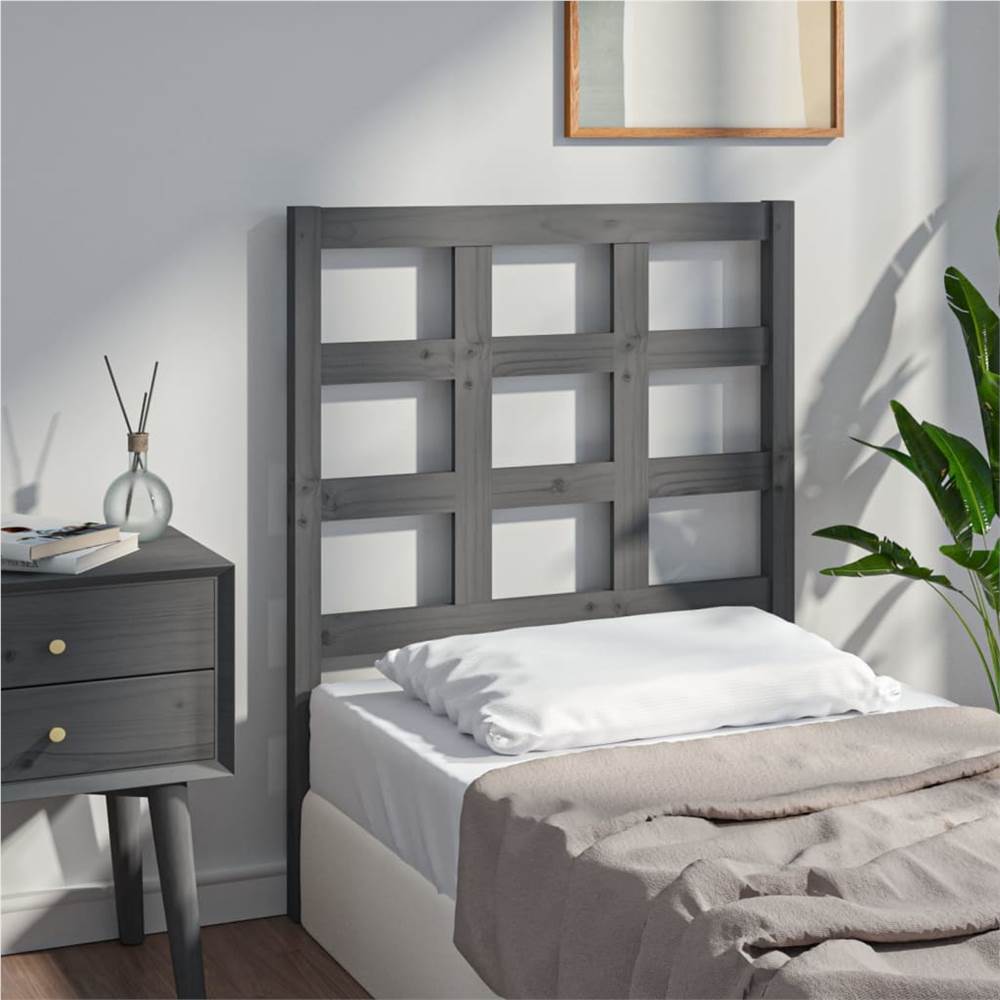 

Bed Headboard Grey 80.5x4x100 cm Solid Wood Pine