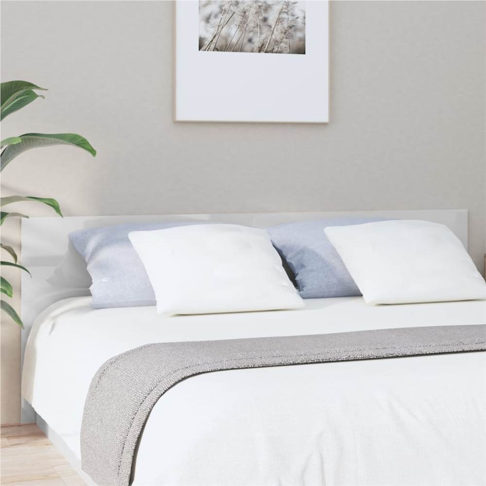 Bed Headboard High Gloss White 200x1.5x80 cm Engineered Wood