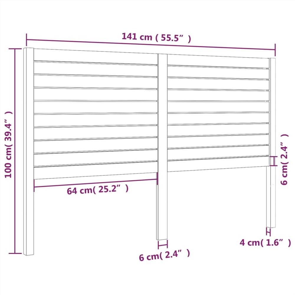 Bed Headboard Honey Brown 141x4x100 cm Solid Wood Pine
