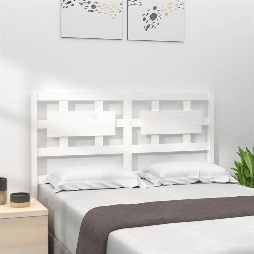 Bed Headboard White 125.5x4x100 cm Solid Wood Pine