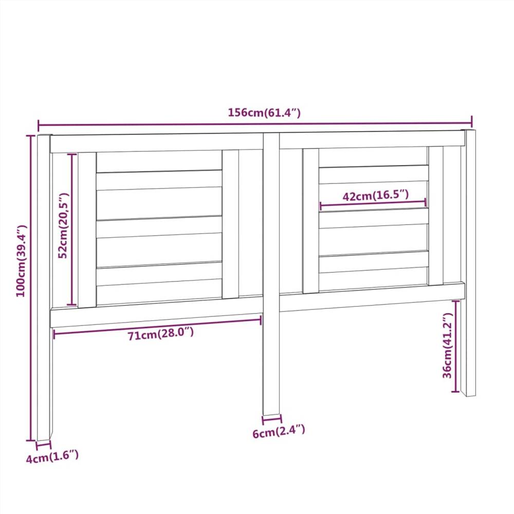 Bed Headboard White 156x4x100 cm Solid Pine Wood