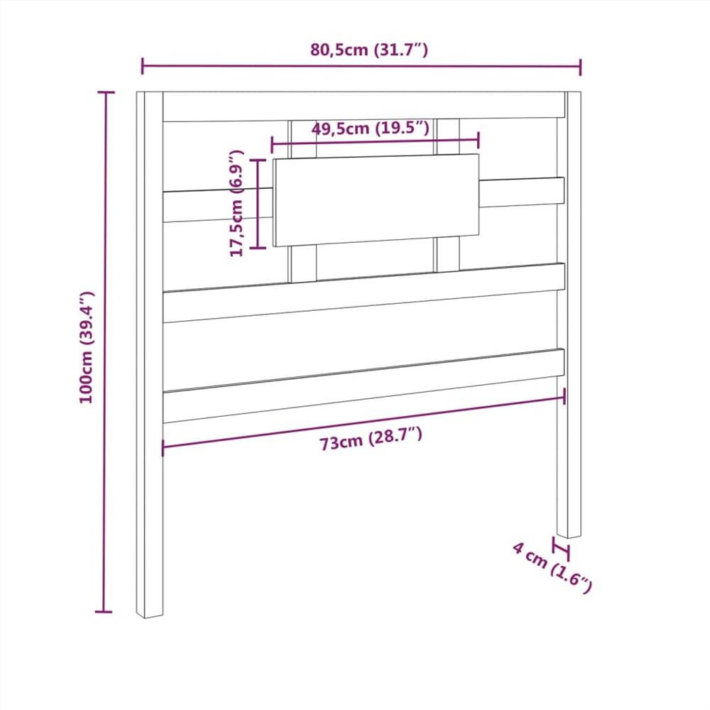Bed Headboard White 80.5x4x100 cm Solid Wood Pine