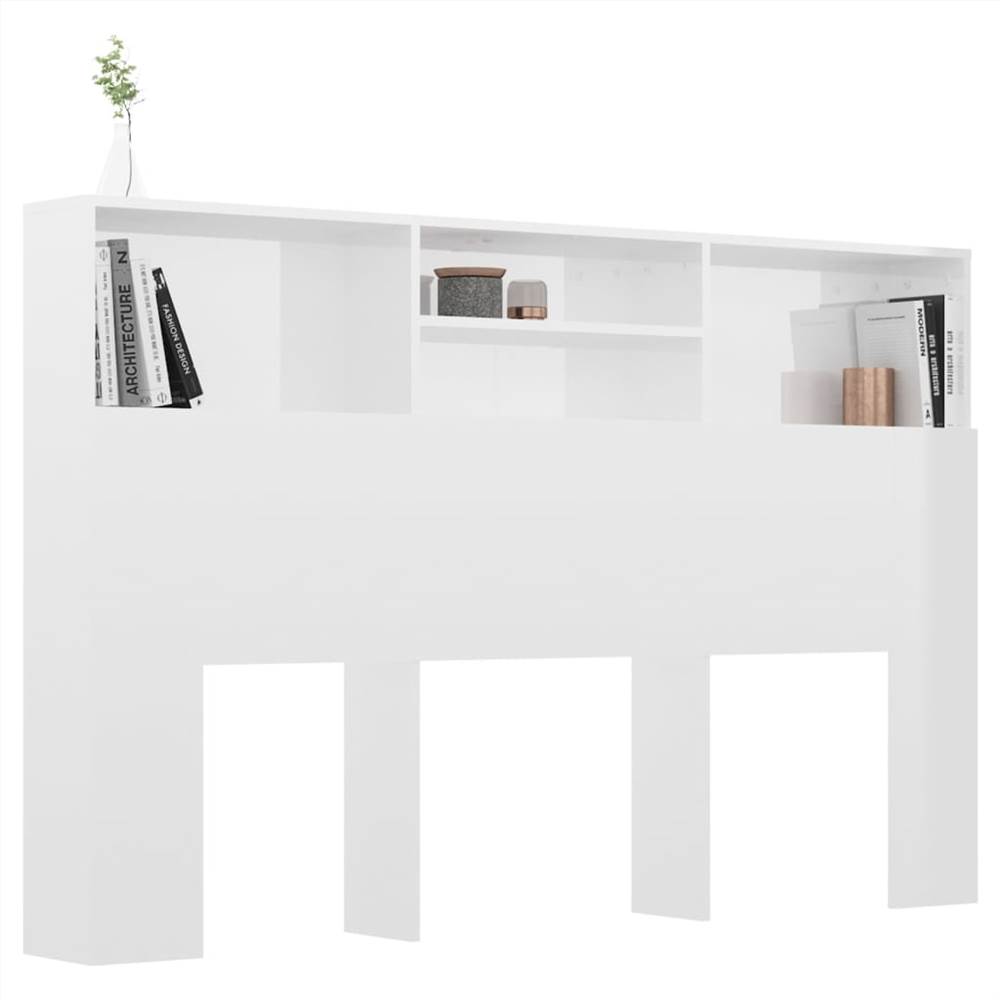 Headboard Cabinet High Gloss White 160x19x103.5 cm