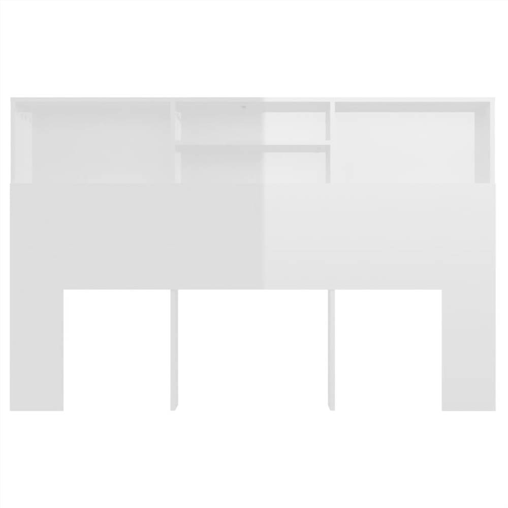 Headboard Cabinet High Gloss White 160x19x103.5 cm