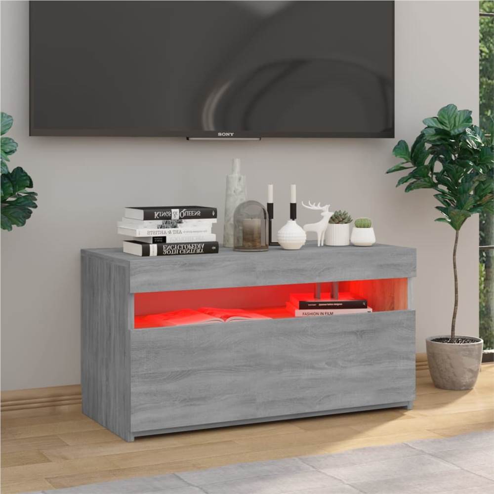 TV Cabinet With LED Lights Grey Sonoma 75x35x40 Cm 8 TV Cabinet with LED Lights Grey Sonoma 75x35x40 cm