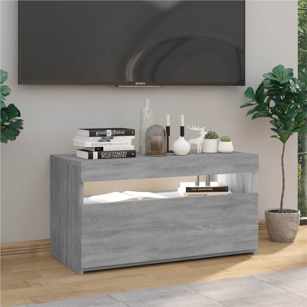 TV Cabinet With LED Lights Grey Sonoma 75x35x40 Cm 9 TV Cabinet with LED Lights Grey Sonoma 75x35x40 cm