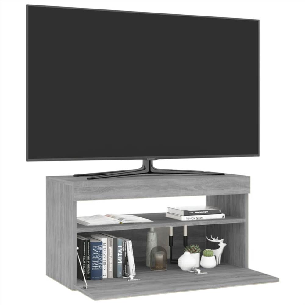 TV Cabinet With LED Lights Grey Sonoma 75x35x40 Cm 11 TV Cabinet with LED Lights Grey Sonoma 75x35x40 cm