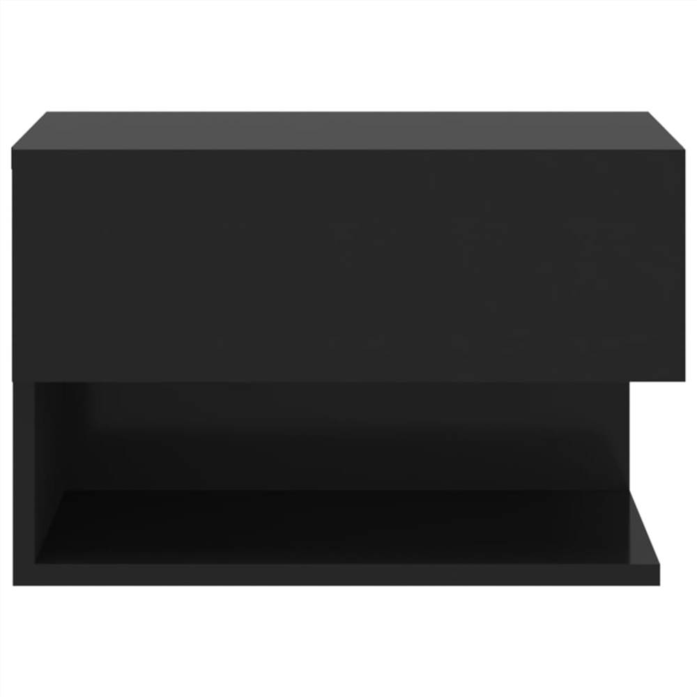 Wall Bedside Cabinet Black Engineered Wood