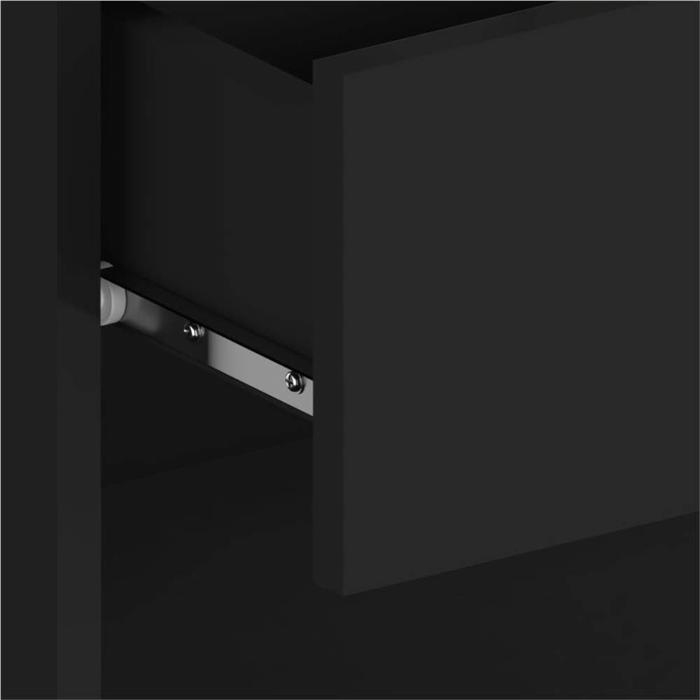 Wall Bedside Cabinet Black Engineered Wood