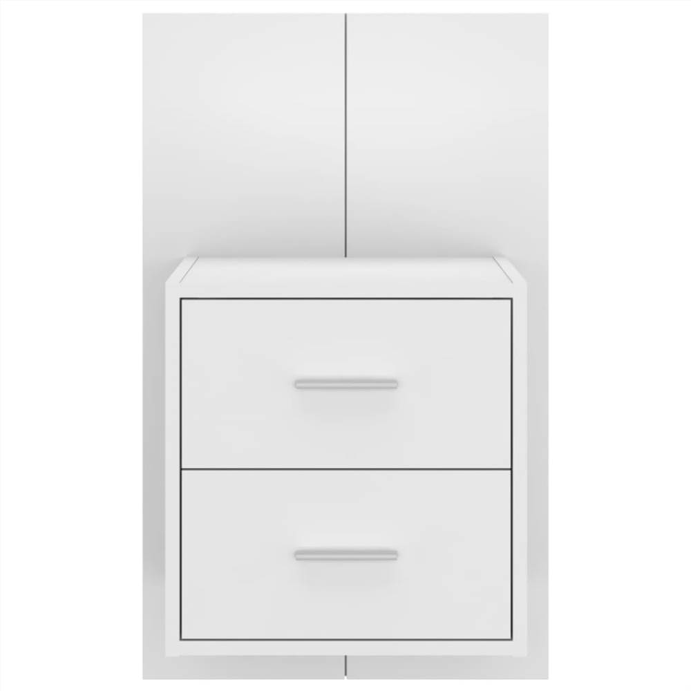 Wall Bedside Cabinet White Engineered Wood
