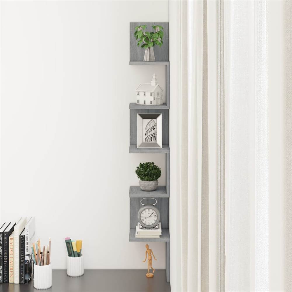 Wall Corner Shelf Grey Sonoma 20x20x127.5 cm Engineered Wood