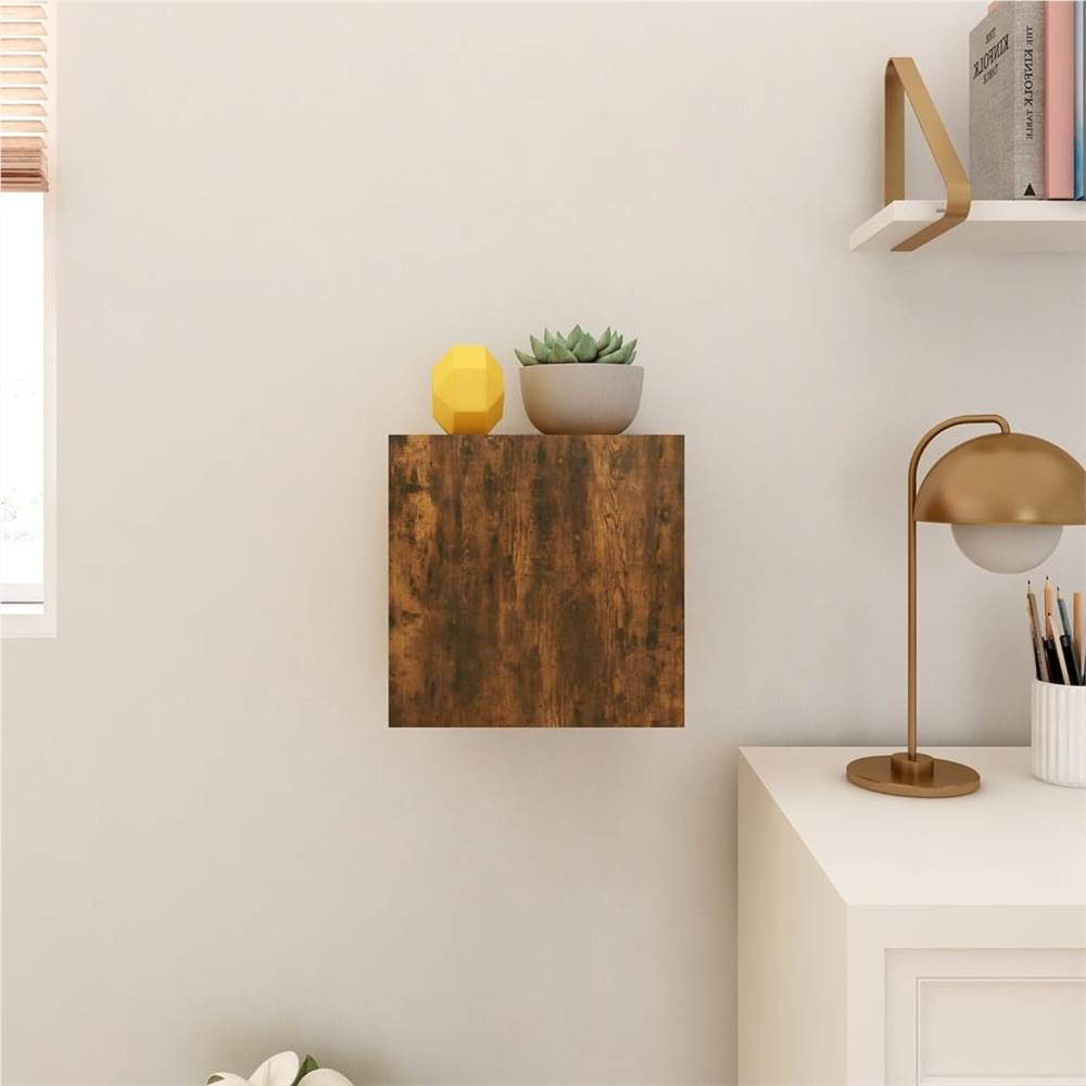 Wall Mounted TV Cabinet Smoked Oak 30.5x30x30 Cm 15 Wall Mounted TV Cabinet Smoked Oak 30.5x30x30 cm