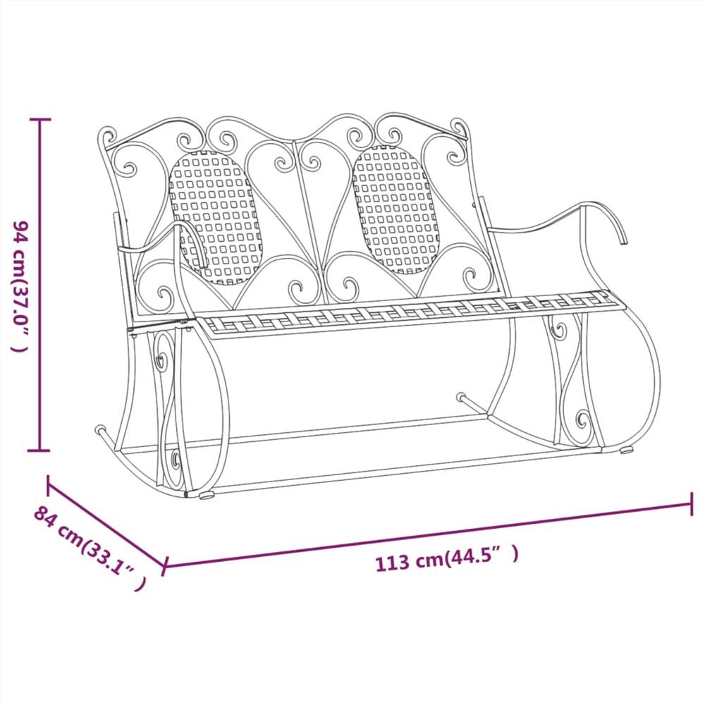 2-Seater Rocking Bench 113 cm Black Steel