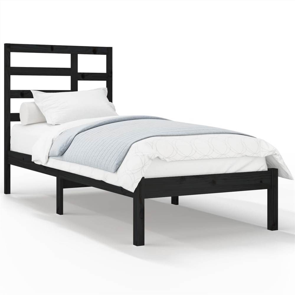 Bed Frame Black Solid Wood 100x200 cm