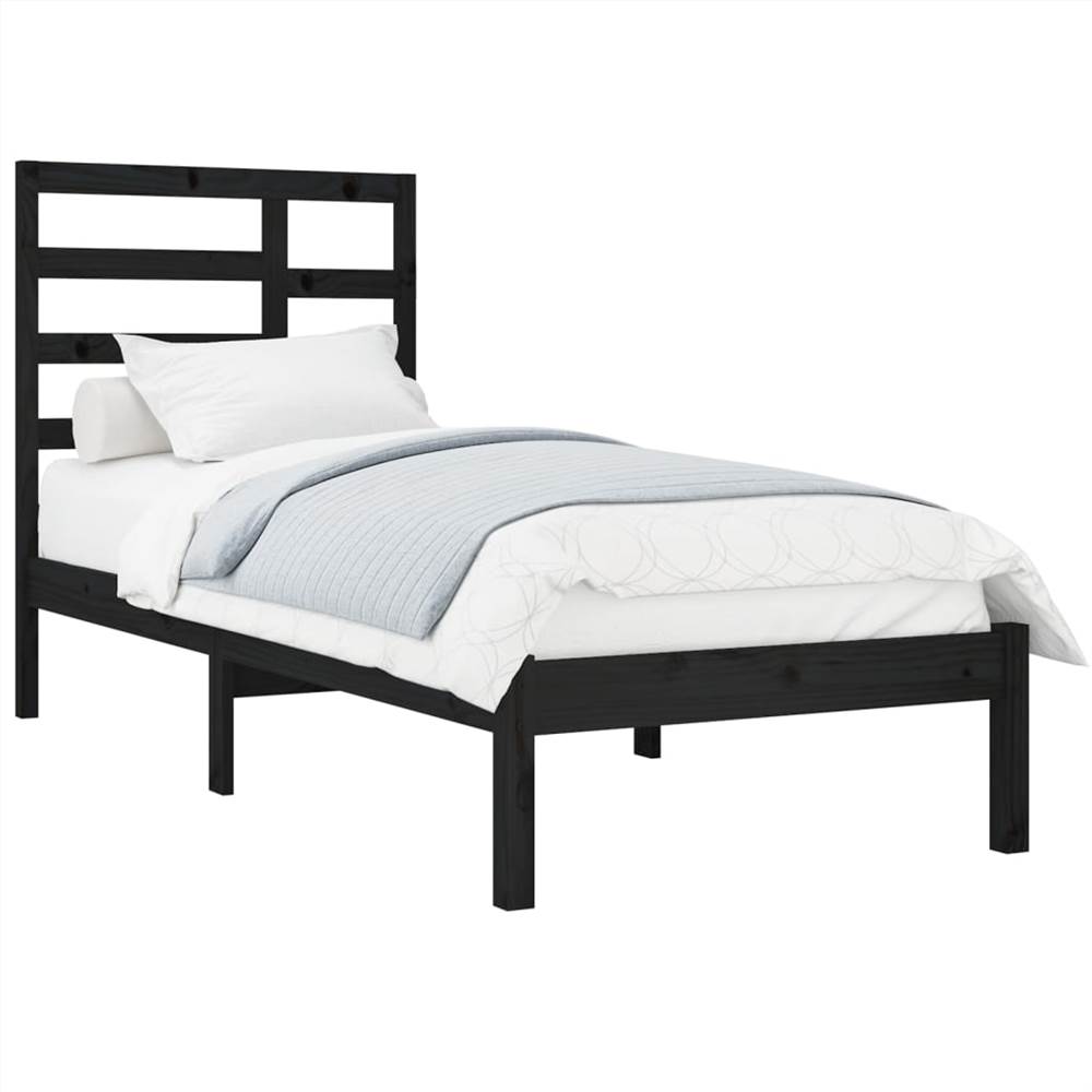 Bed Frame Black Solid Wood 100x200 cm