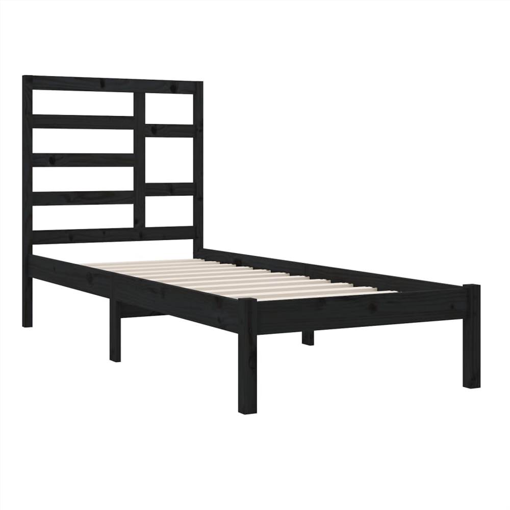 Bed Frame Black Solid Wood 100x200 cm