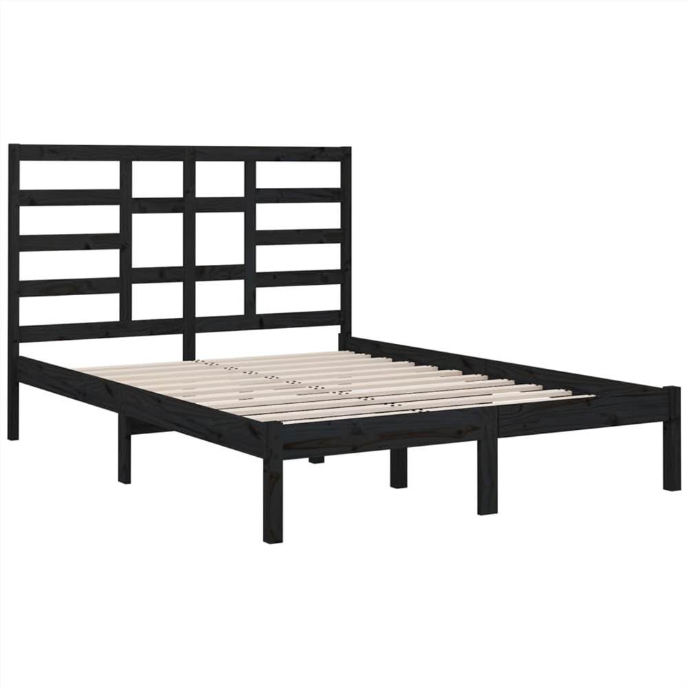 Bed Frame Black Solid Wood 135x190 Cm 4FT6 Double 9 Bed Frame Black Solid Wood 135x190 cm 4FT6 Double