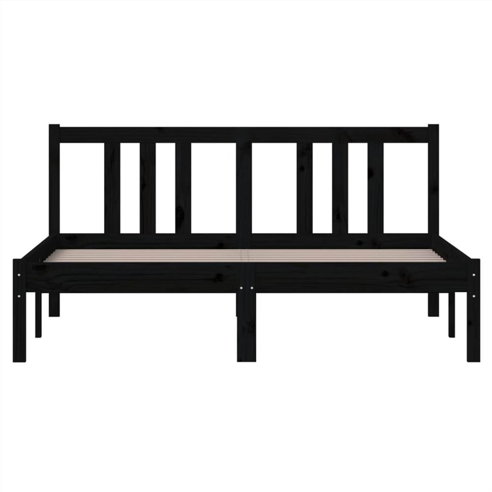Bed Frame Black Solid Wood 135x190 Cm 4FT6 Double 9 Bed Frame Black Solid Wood 135x190 cm 4FT6 Double