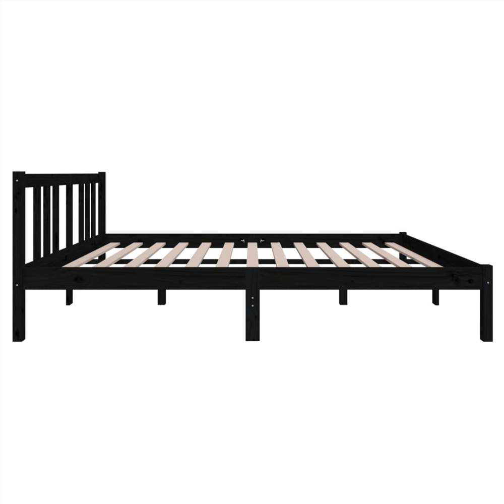 Bed Frame Black Solid Wood 135x190 Cm 4FT6 Double 10 Bed Frame Black Solid Wood 135x190 cm 4FT6 Double
