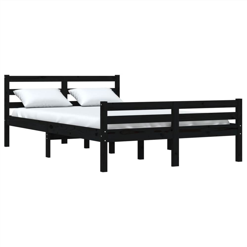 Bed Frame Black Solid Wood 140x190 Cm 8 Bed Frame Black Solid Wood 140x190 cm