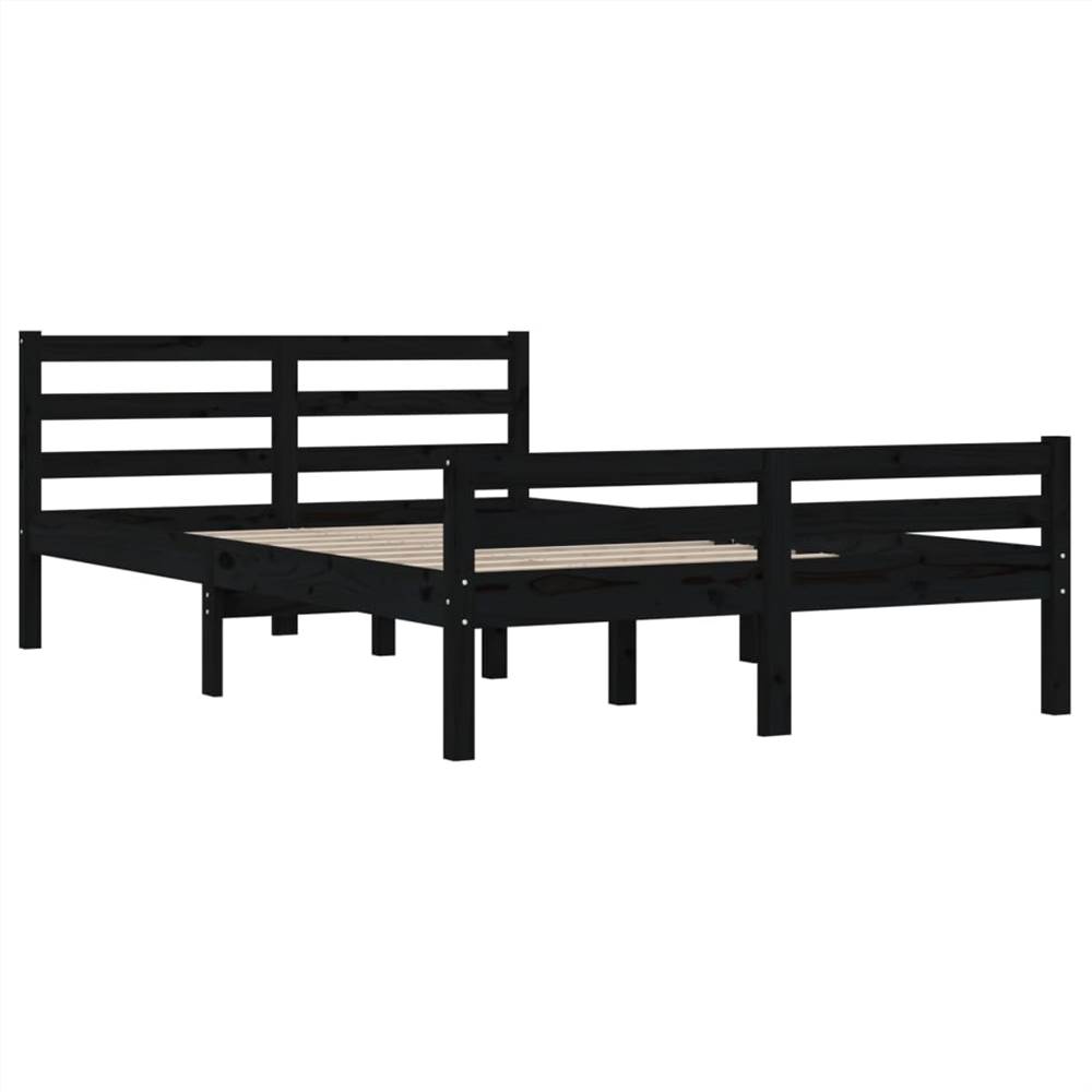 Bed Frame Black Solid Wood 140x190 Cm 9 Bed Frame Black Solid Wood 140x190 cm