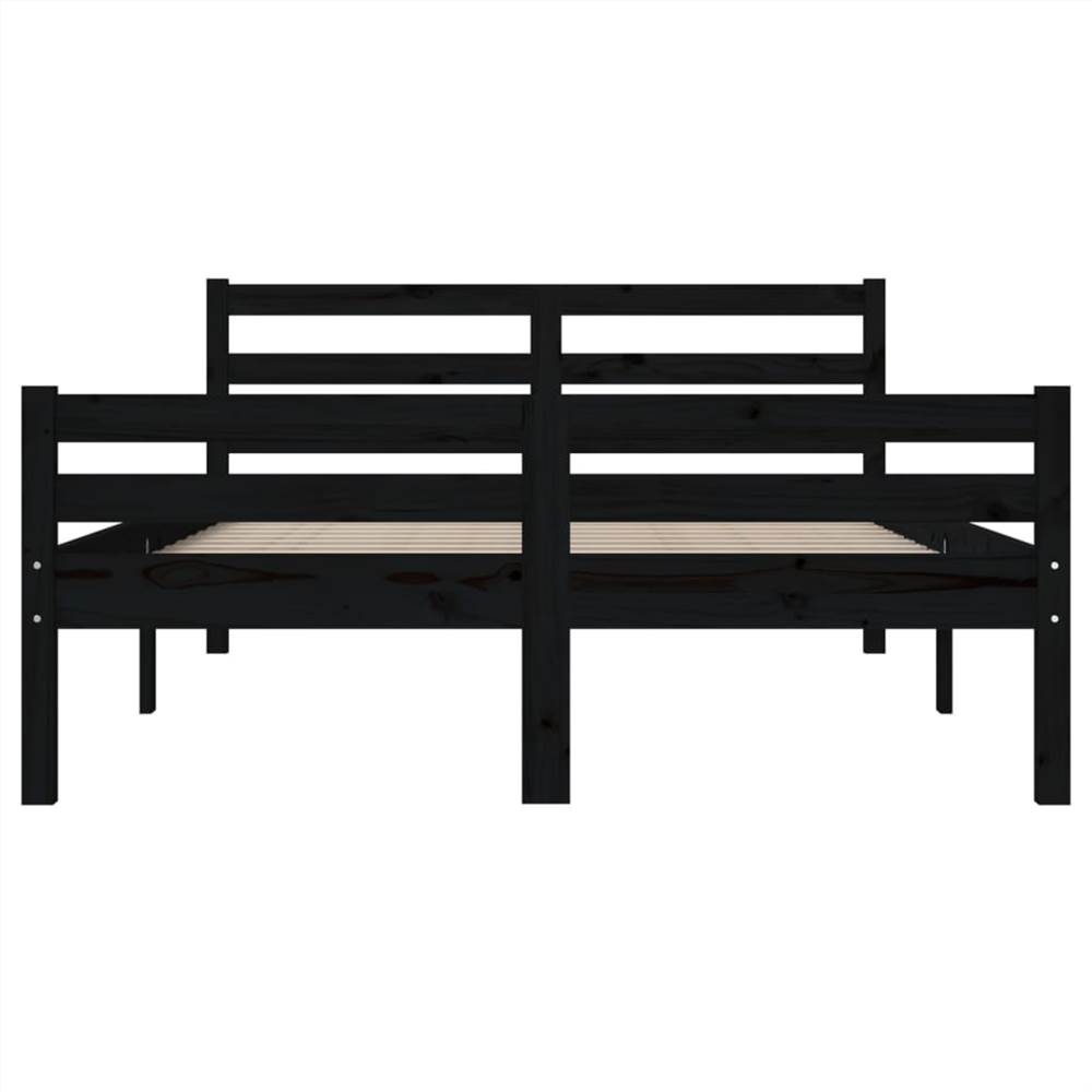 Bed Frame Black Solid Wood 140x190 Cm 10 Bed Frame Black Solid Wood 140x190 cm