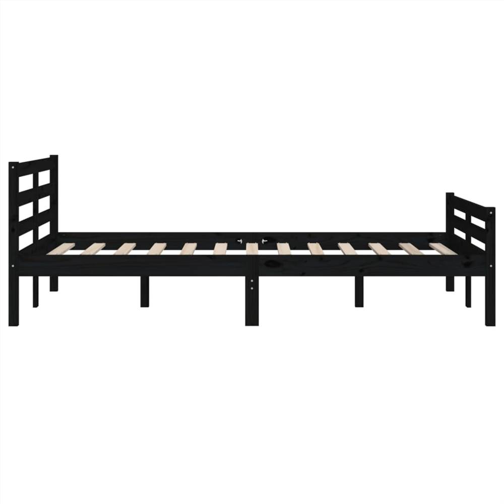 Bed Frame Black Solid Wood 140x190 Cm 11 Bed Frame Black Solid Wood 140x190 cm