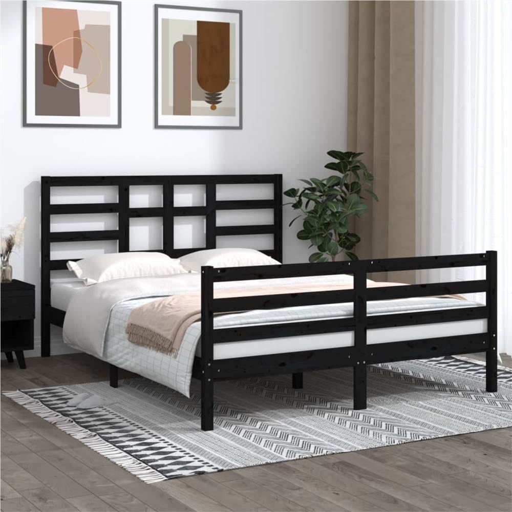 

Bed Frame Black Solid Wood 150x200 cm 5FT King Size