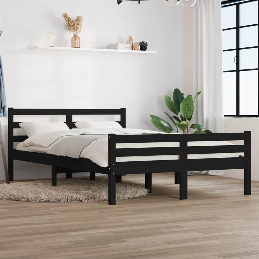

Bed Frame Black Solid Wood 160x200 cm
