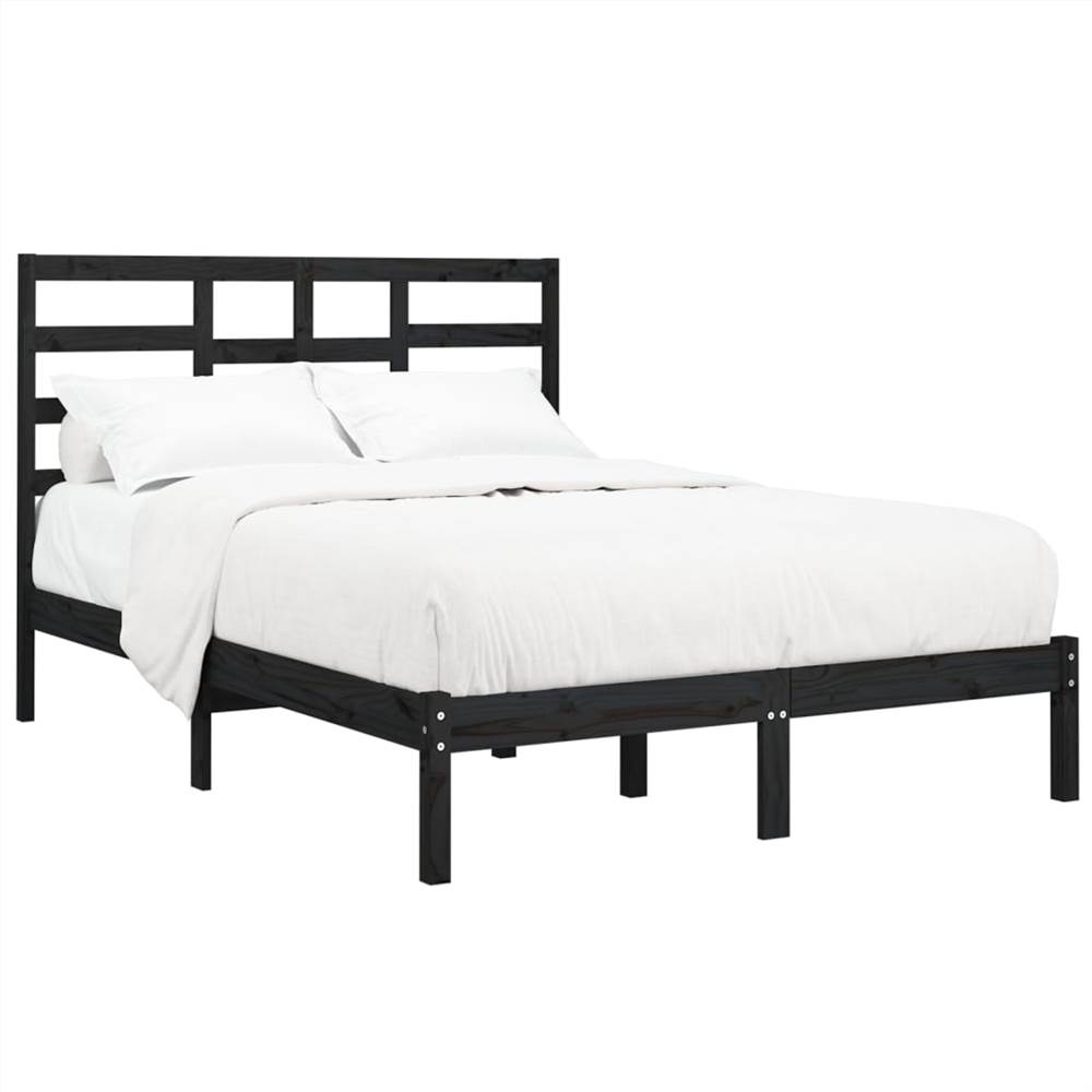 Bed Frame Black Solid Wood 160x200 cm