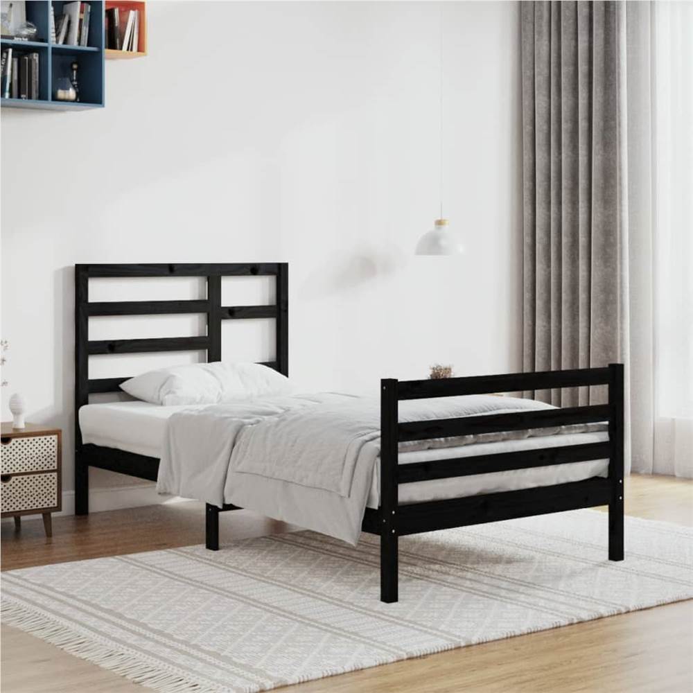 

Bed Frame Black Solid Wood 90x200 cm