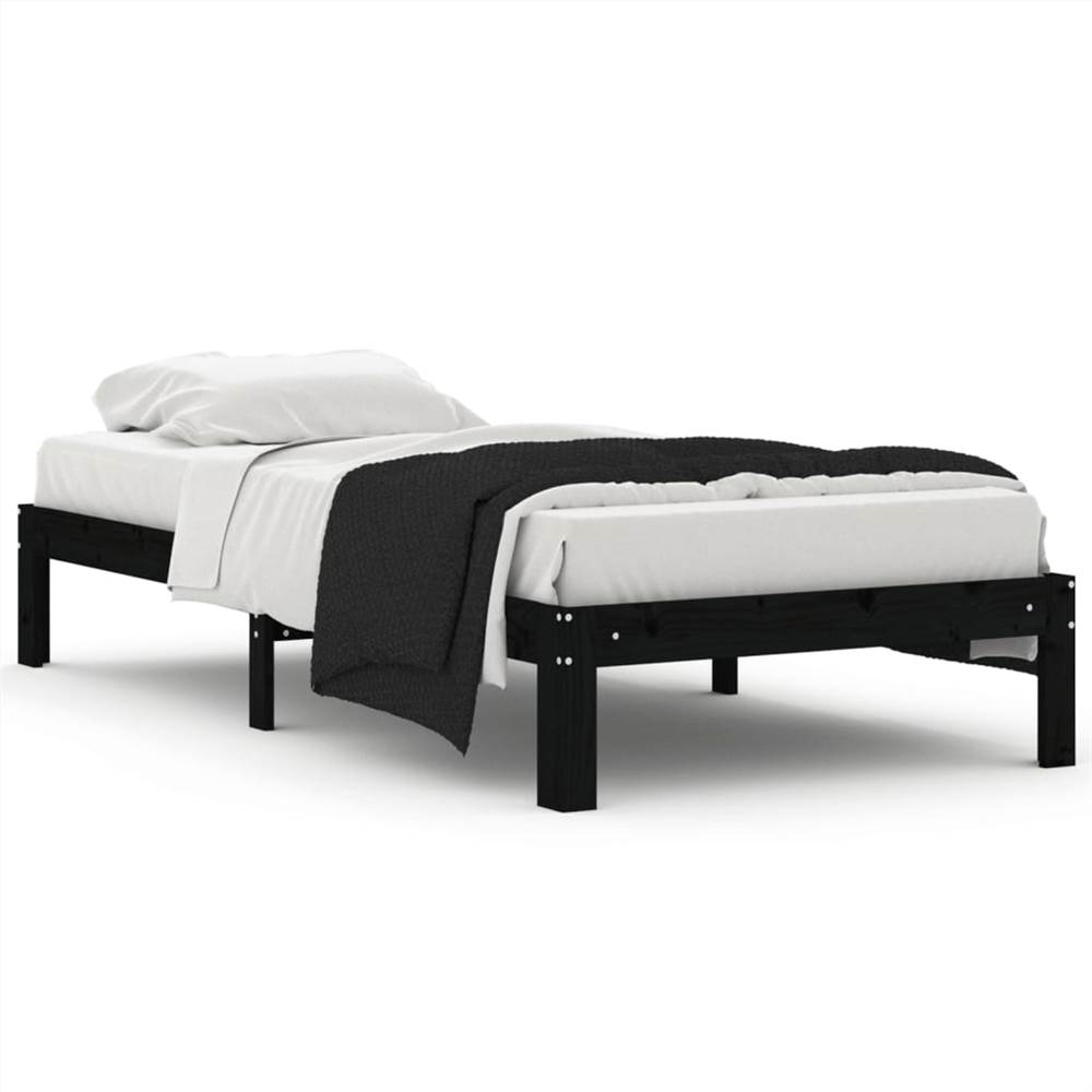 Bed Frame Black Solid Wood Pine 90x200 Cm 7 Bed Frame Black Solid Wood Pine 90x200 cm