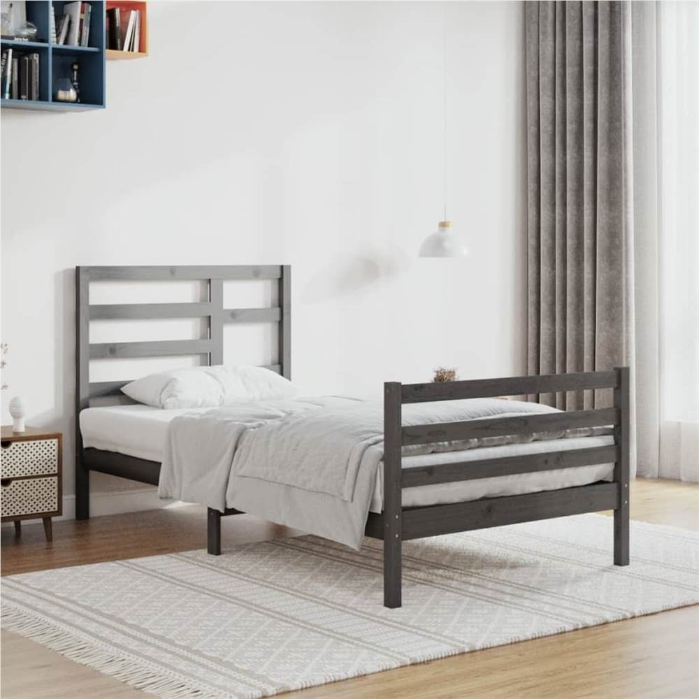 

Bed Frame Grey Solid Wood 100x200 cm