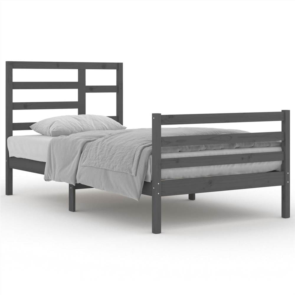 Bed Frame Grey Solid Wood 100x200 cm