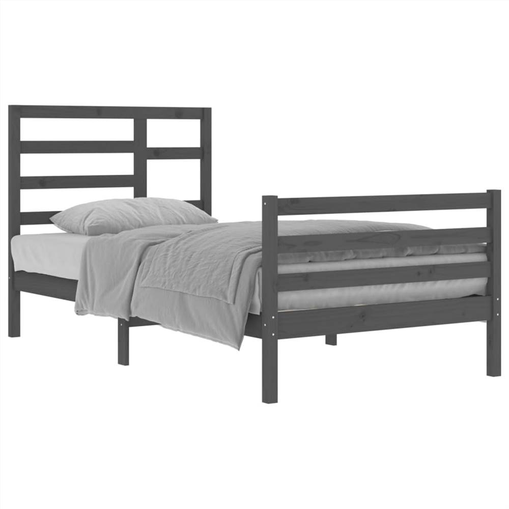 Bed Frame Grey Solid Wood 100x200 cm