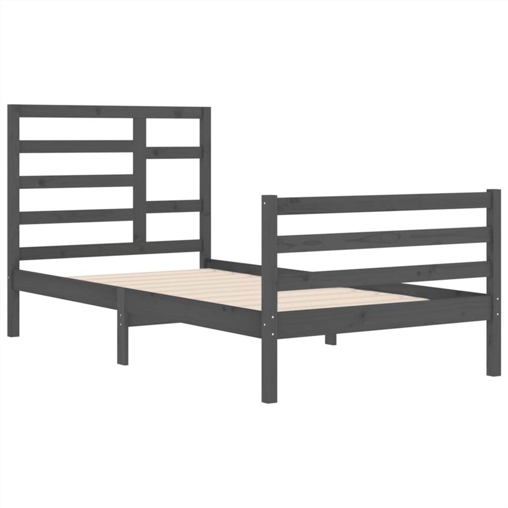Bed Frame Grey Solid Wood 100x200 cm