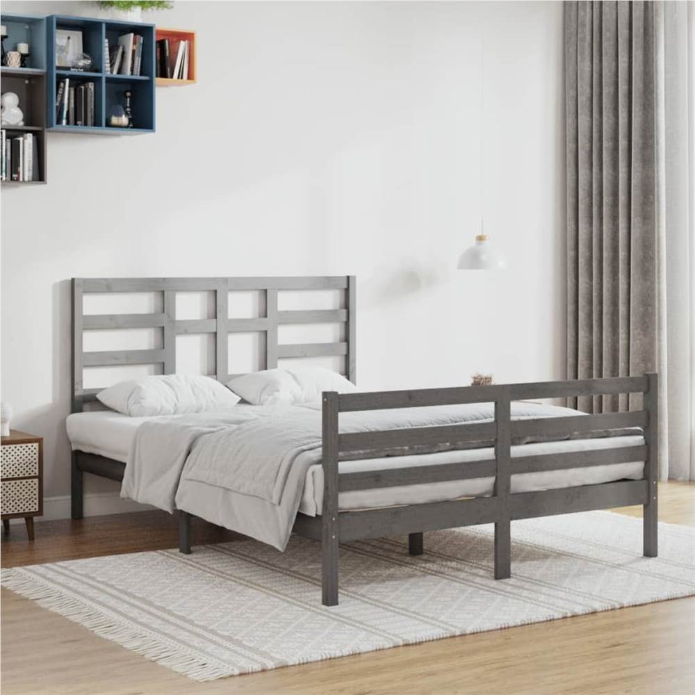 

Bed Frame Grey Solid Wood 140x200 cm