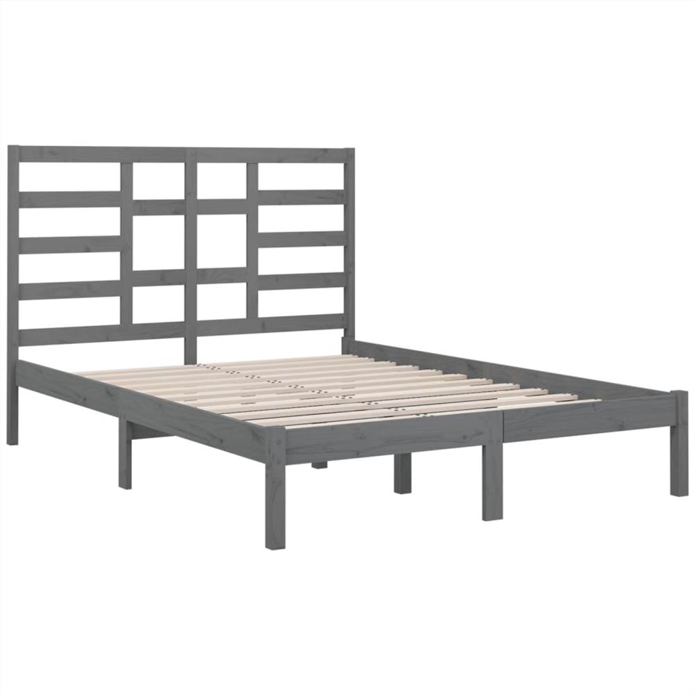Bed Frame Grey Solid Wood 150x200 cm 5FT King Size