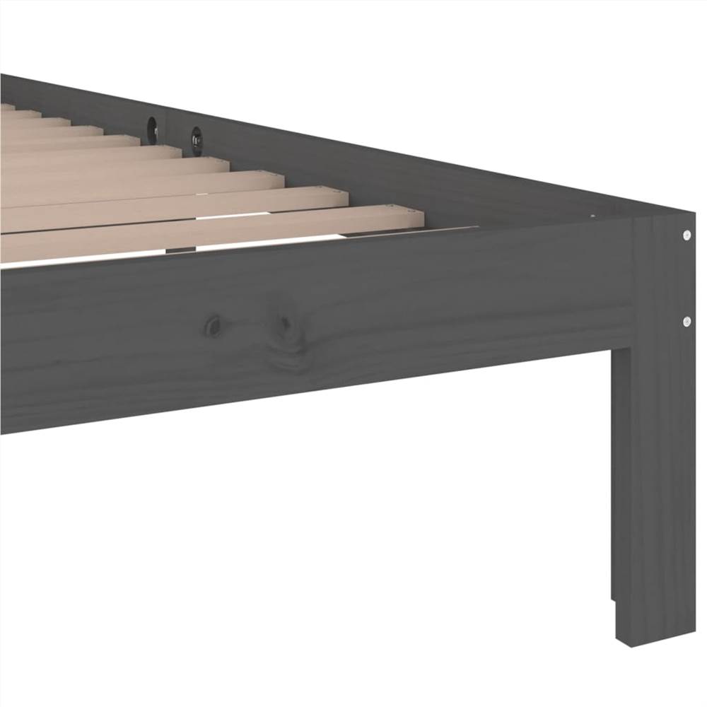 Bed Frame Grey Solid Wood 75x190 cm 2FT6 Small Single