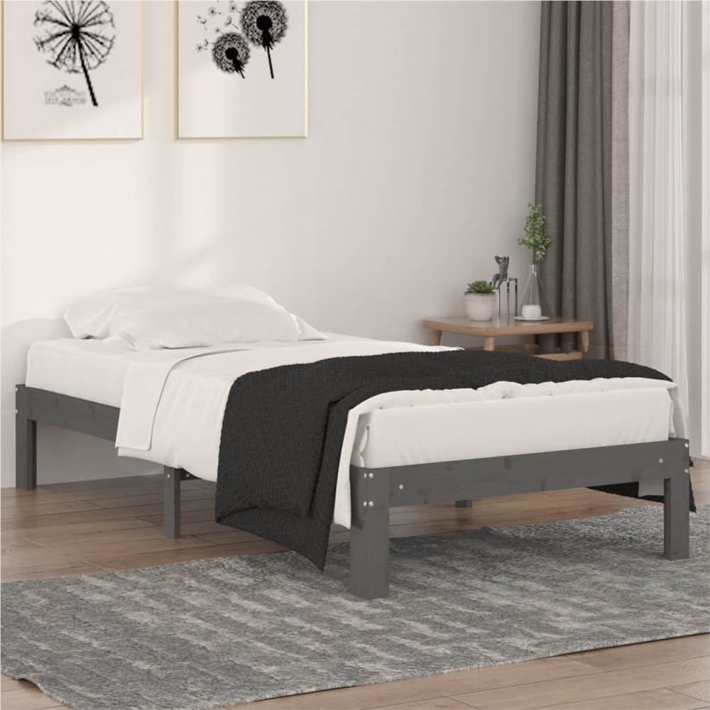 

Bed Frame Grey Solid Wood 90x200 cm 3FT Single