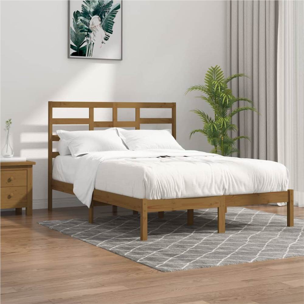 

Bed Frame Honey Brown Solid Wood 150x200 cm 5FT King Size